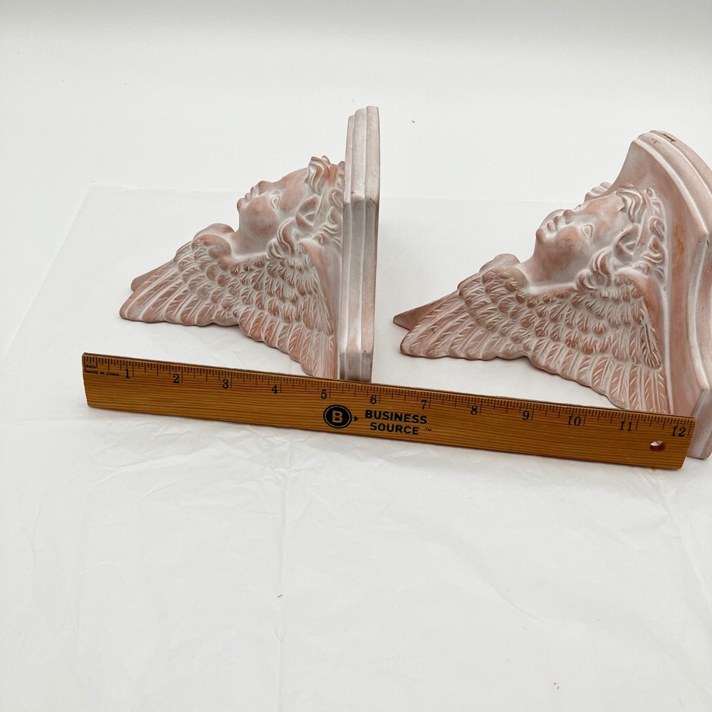 Wall Sconce Cherub Set 2 Terracotta Pink Vintage Angel Floating Shelves - Picture 10 of 14